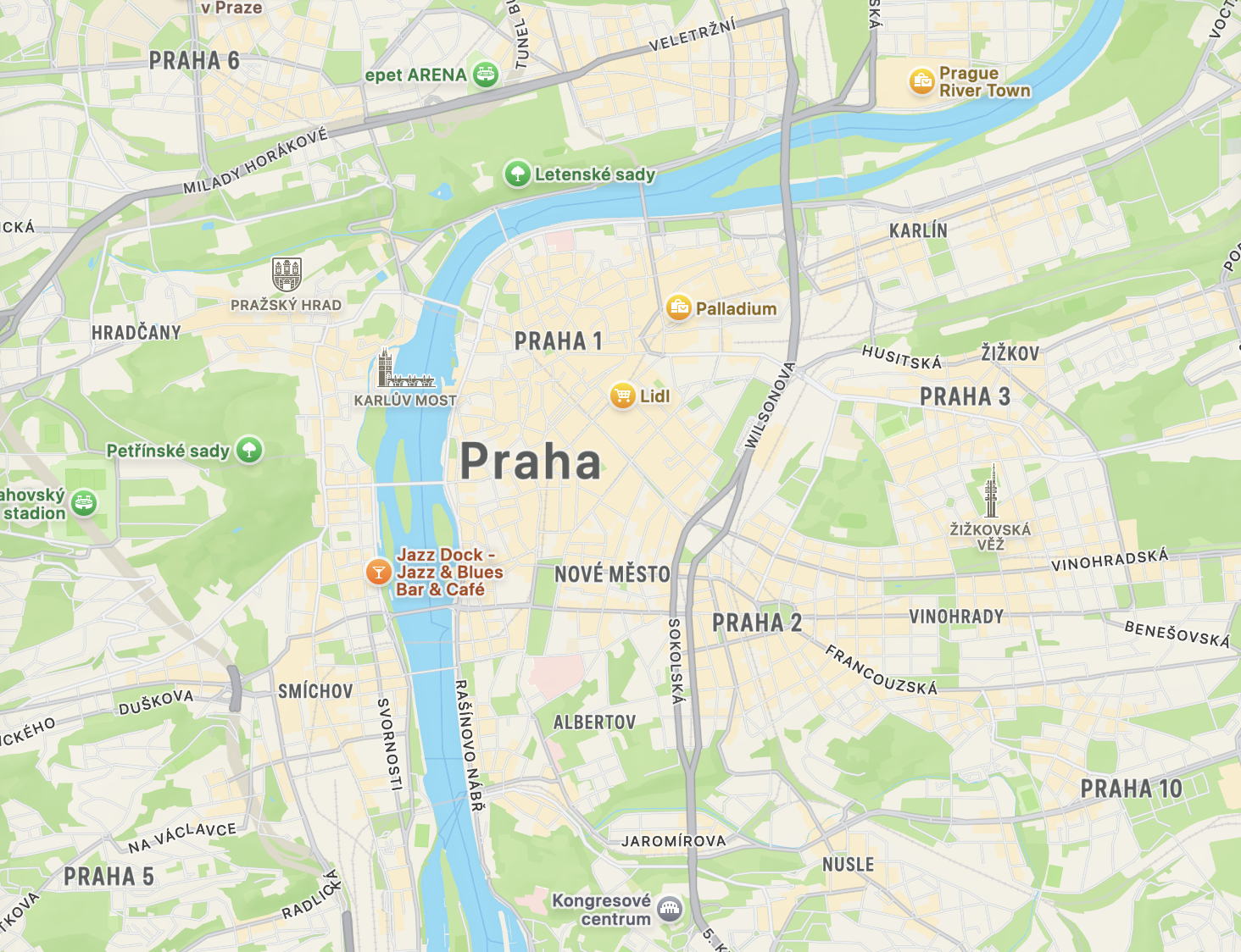 Map view of Prague